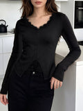 Lace Detail Long Sleeve T-Shirt