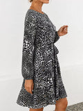 Animal Print Round Neck Mini Dress