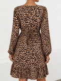 Animal Print Round Neck Mini Dress