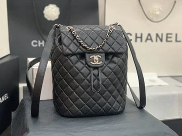 Chanel Gold Tone Metal Black Backpack
