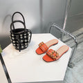 GG BAMBOO BUCKLE FLAT SANDALS ORANGE