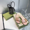 GG BAMBOO BUCKLE FLAT SANDALS BEIGE