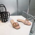 GG BAMBOO BUCKLE FLAT SANDALS BEIGE