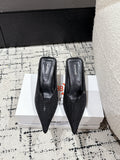 KNIFE 65MM HIGH MULE IN BLACK SUEDE ATTACHED FULL CRYSTALS