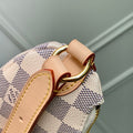 KEEPIT BUMBAG 29 IN WHITE GREY CHECKERBOARD PATTERN DAMIER AZUR COATED CANVAS