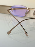 FIRST CRYSTAL RIMLESS OVAL FRAME SUNGLASSES FE4075US IN METAL