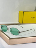 FIRST CRYSTAL RIMLESS OVAL FRAME SUNGLASSES FE4075US IN METAL