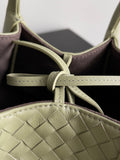 SMALL PINACOTECA REVERSIBLE TOTE BAG 24 IN MATCHA LAMBSKIN AND BROWN SUEDE