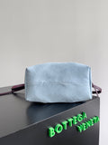 SMALL PINACOTECA REVERSIBLE TOTE BAG 24 IN MADDER BROWN LAMBSKIN AND LIGHT BLUE SUEDE