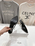 JUDY TRIOMPHE STILETTO SLINGBACK 75MM IN BLACK PATENT CALFSKIN