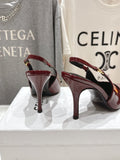 JUDY TRIOMPHE STILETTO SLINGBACK 75MM IN BURGUNDY RED PATENT CALFSKIN