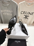 JUDY CAP TOE SLINGBACK 65MM IN BLACK SMOOTH AND SHINY CALFSKIN