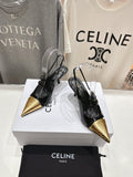 JUDY DOUBLE STRAP MARY JANE SLINGBACK 65MM IN BLACK SHINY CALFSKIN AND GOLD SNAKE EMBOSSED LEATHER