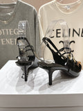 JUDY DOUBLE STRAP MARY JANE SLINGBACK 65MM IN BLACK PATENT CALFSKIN AND LEOPARD PRINTED HAIRY CALFSKIN