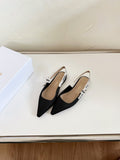 J'ADIOR SLINGBACK FLAT BLACK TECHNICAL FABRIC