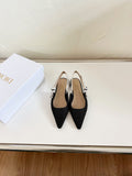 J'ADIOR SLINGBACK FLAT BLACK TECHNICAL FABRIC