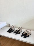 J'ADIOR SLINGBACK PUMP BLACK TECHNICAL FABRIC 65 MM
