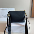 EMBOSSED LOGO HOBO SHOULDER BAG 23 IN BLACK SHINY SAFFIANO LEATHER