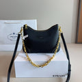 HOBO BAG 25 IN BLACK SHINY SAFFIANO LEATHER GOLD HARDWARE