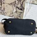 EMBROIDED LOGO LARGE HANDBAG 30 IN BLACK LINEN BLEND
