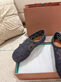 FLAT SHOES 25 IN DARK BLUE MESH FABRIC