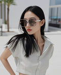 EMBOSSED LOGO GEOMETRIC FRAME SUNGLASSES G4250 IN ACETATE