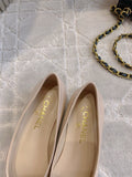FLAT PUMP 2 CM IN BEIGE CREAM PATENT CALFSKIN