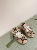 GG INTERLOCKING G SNEAKER IN BEIGE WOOL