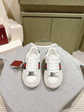 GG ACE SNEAKER WITH WEB IN WHITE EMBOSSED CALFSKIN