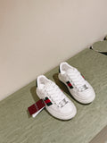 GG ACE SNEAKER WITH WEB IN WHITE EMBOSSED CALFSKIN