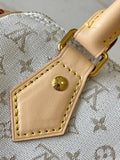SPEEDY BANDOULIÈRE 20 IN WHITE MONOGRAM JACQUARD AND BEIGE CALFSKIN TRIM