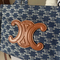 SMALL CABAS THAIS 25 IN BAYOUX BLUE TRIOMPHE DENIM AND BRONZE BROWN CALFSKIN