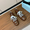 LACE-UP HIGH SHOES IN PECAN BROWN GLOSSY CALFSKIN