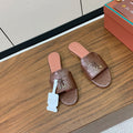 FLAT SLIPPERS IN BROWN LAMBSKIN OSTRICH SKIN