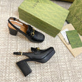 GG HIGH - HEEL SLINGBACK WITH HORSEBIT BLACK CALFSKIN