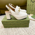 GG HIGH - HEEL SLINGBACK WITH HORSEBIT WHITE CALFSKIN