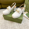 GG HIGH - HEEL SLINGBACK WITH HORSEBIT WHITE CALFSKIN