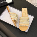 FLAT SANDALS BEIGE MIX LIGHT ORANGE WITH CRYSTALS
