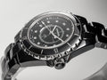 J12 Date Quartz Black Ceramic Diamond Numerals Black Dial