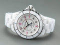 J12 Automatic White Ceramic Pink Diamond Numerals White Dial