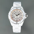 J12 Automatic White Ceramic Diamond Numerals Pink Mop Dial