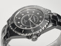 J12 Date Automatic Black Ceramic Diamond Numerals Black Dial Black Steel Hands