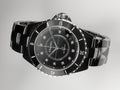 J12 Date Automatic Black Ceramic Diamond Numerals Black Dial Black Steel Hands