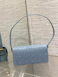 FLAP BAG 18 IN BABY BLUE QUILTED ALLOVER CALFSKIN
