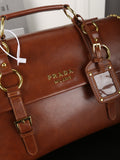 STUDDED BRIEFCASE 34 IN BROWN SHINY SMOOTH CALFSKIN