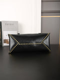 STUDDED BRIEFCASE 34 IN BLACK SHINY SMOOTH CALFSKIN