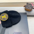 KNITTED BEANIE HAT IN BLACK WOOL AND RABBIT FUR 417754