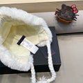 KNITTED BEANIE HAT IN WHITE WOOL WITH JAPANESE CAT EARS 421259