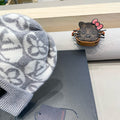 KNITTED BEANIE HAT IN LIGHT GRAY MIX WHITE WOOL AND RABBIT FUR 426242