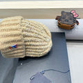 KNITTED BEANIE HAT IN CREAM BEIGE WOOL 431618